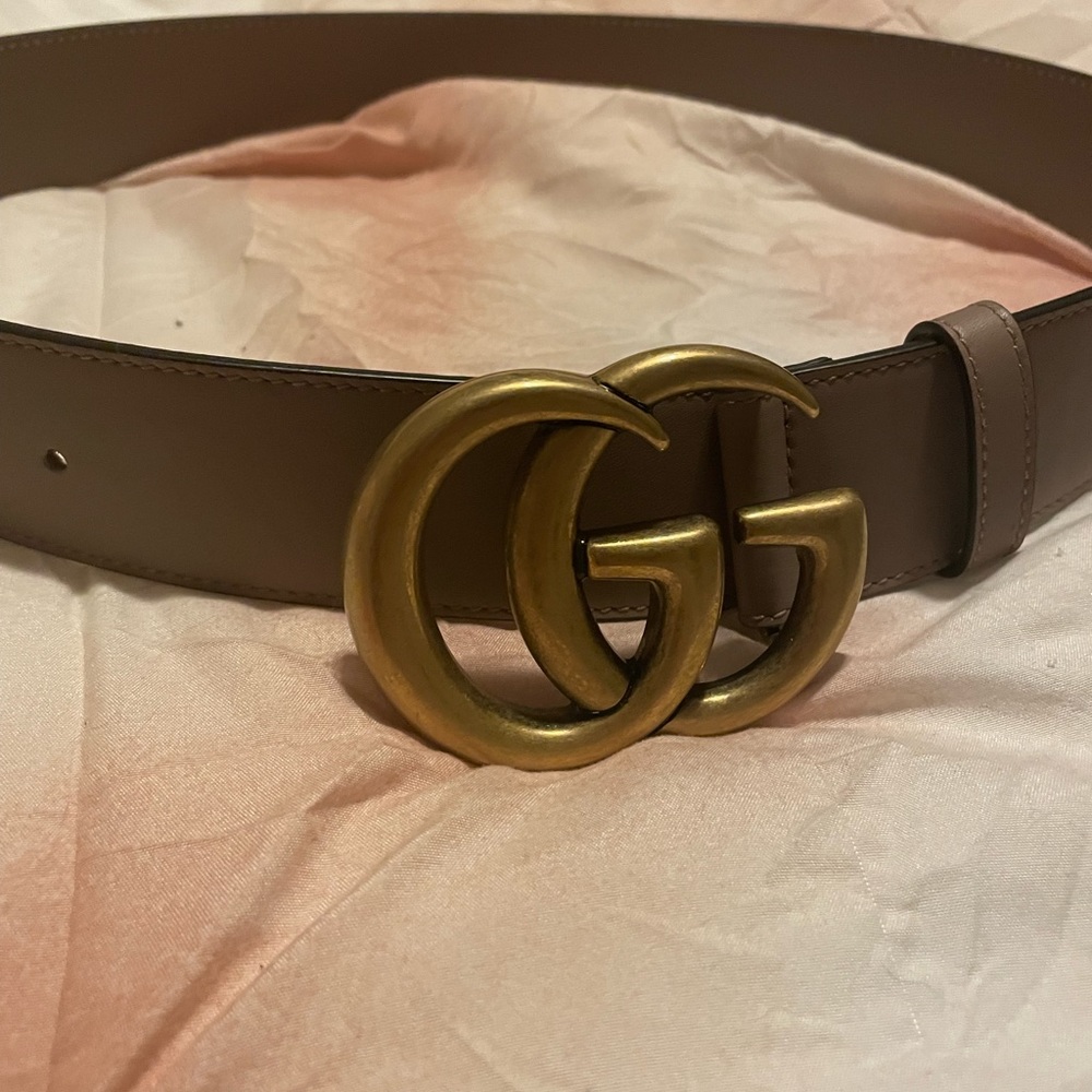 Gucci Dusty Nude Pink 1.5” Wide Belt Authentic